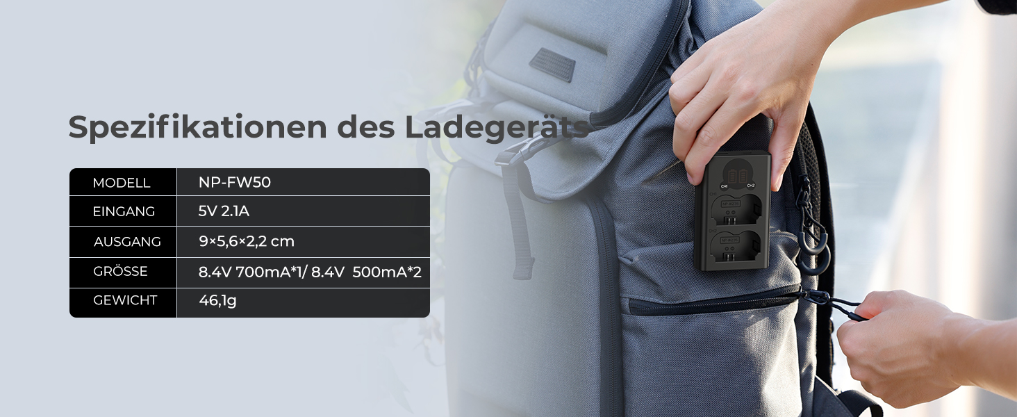 Зарядний пристрій та акумулятор K&F Concept NP-FW50 (2 шт.) для Sony (1100mAh)
