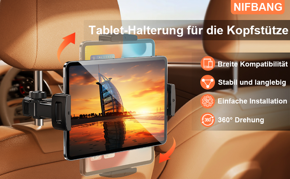 Тримач для планшета в авто: універсальний, висувний, для iPad, iPhone, Samsung, Switch, Kindle, 4-13 дюймів, з гачками, чорний