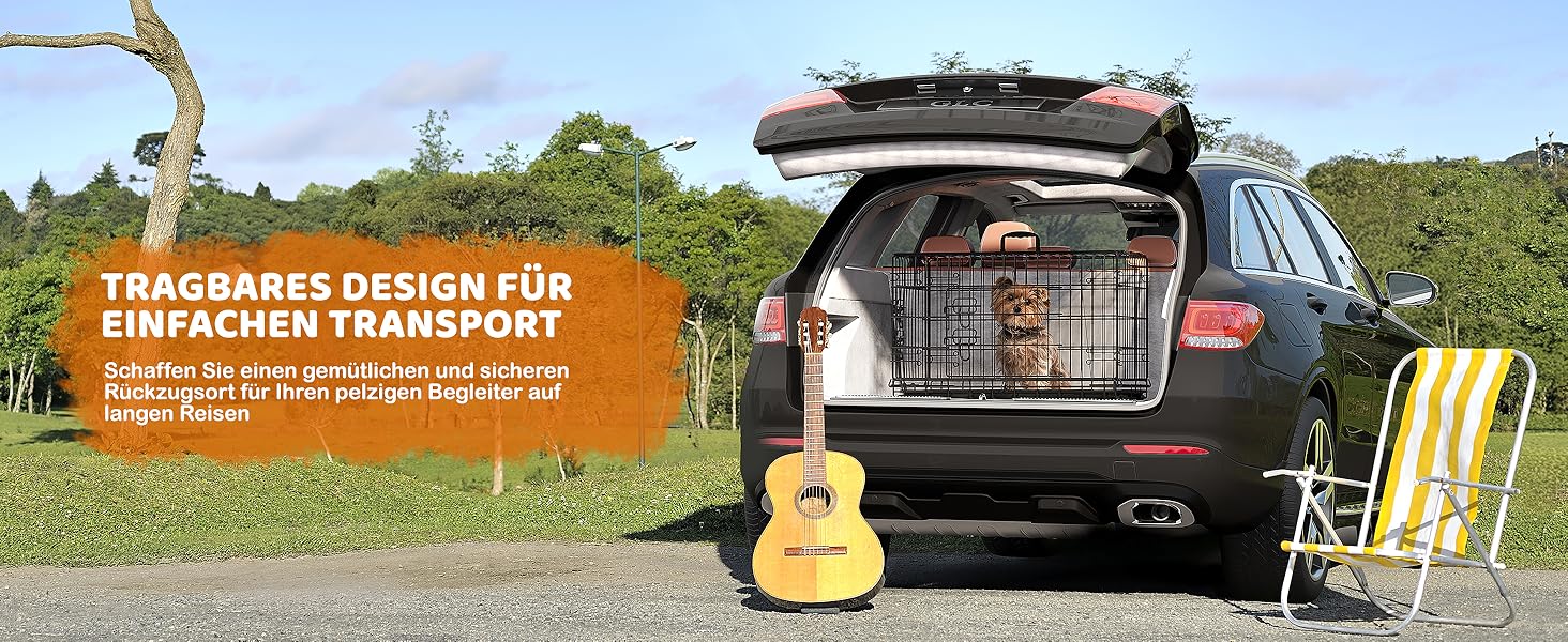 Клітка для собак Yaheetech 90x56x63 см, розкладний вольєр з перегородкою, 2 двері, чорна, для дому та транспортування