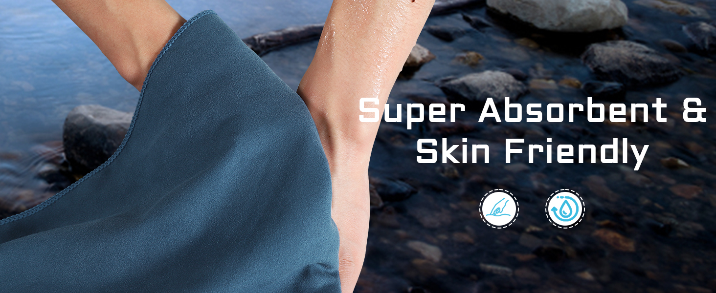 Набір рушників з мікрофібри Pameil (3 шт.): великий (160x80 см) + 2 маленькі (80x40 см), швидковисихаючі, для подорожей, фітнесу, сауни, блакитні