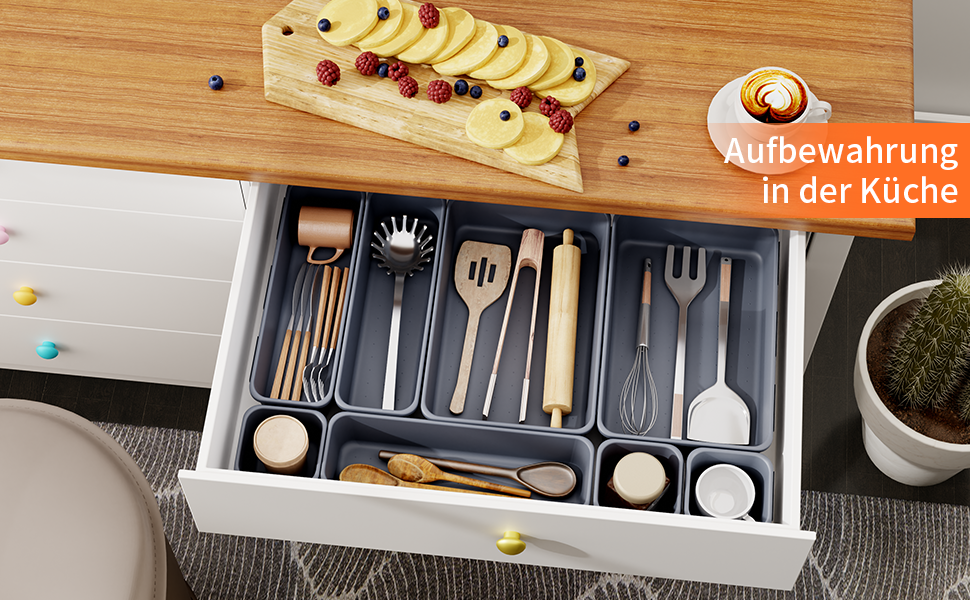 45-Piece Drawer Organizer Set for Office with 3 Sizes, Vanity Makeup Organizer Drawer, Storage Desk Organizer Drawer System for Kitchens, Bedrooms, Bathrooms, Office, Gray
