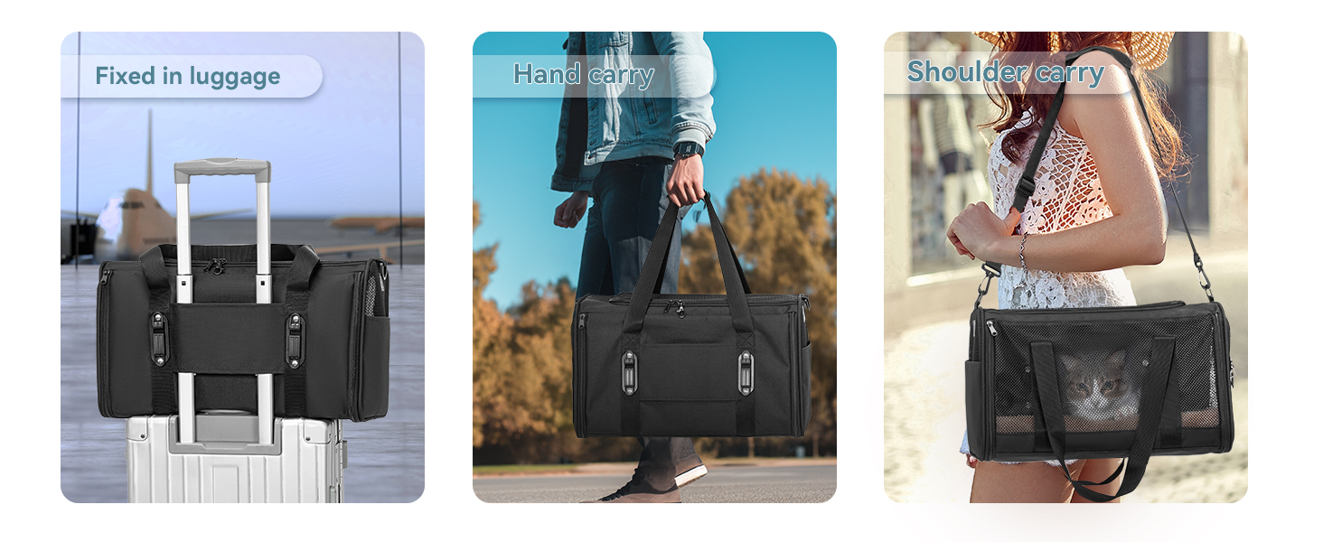 Транспортна переноска для котів та собак Petsfit - складана сумка-переноска для авто, чорна, M (45,5 x 28 x 28 см)