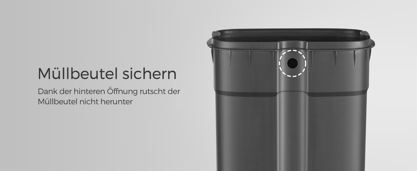 Відро для сміття SONGMICS 30 л, сталеве, з м'яким закриттям, з внутрішнім відром, чорне