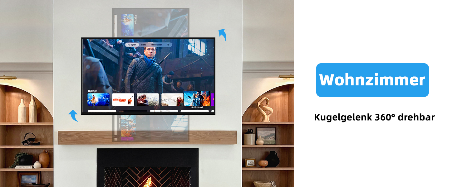 Кріплення для телевізора HOME VISION HV3202 з подовженим підлокотником, 17-42 дюйми, VESA 200x200, до 15 кг, 360° обертання, 180° нахил, висувний на 55,6 см, для плоских та вигнутих екранів