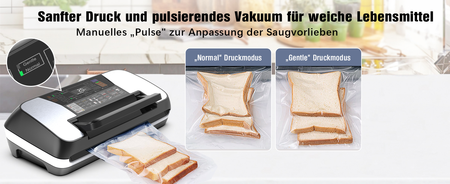Вакуумний пакувальник OidoZac 85kPa, 12-в-1, з подвійною зварювальною лінією, вбудованим різаком та контейнером для пакетів, срібно-чорний