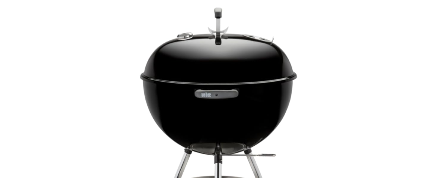 Вугільний гриль Weber Classic Kettle 57 см, чорний, з термометром, емальований, на колесах, для барбекю