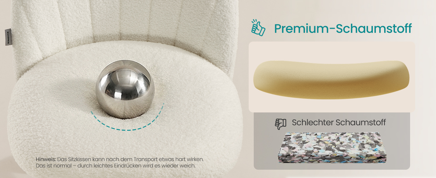 Офісний стілець SONGMICS з м'яким сидінням (фліс), регульована висота, кремово-білий - для дому, офісу, спальні