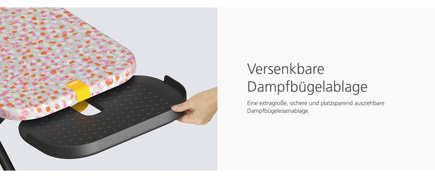 Гладильна дошка Joseph Joseph Glide Plus 135 x 45 см з регулюванням висоти та стійкою до нагрівання платформою для прасування, зручне зберігання, 4-шаровий бавовняний чохол, чорний/синій