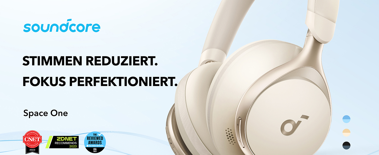 Soundcore Space One: Бездротові навушники Over-Ear Bluetooth з активним шумозаглушенням, 40 годин роботи, Hi-Res Audio, Bluetooth 5.3 (Кофе з молоком)