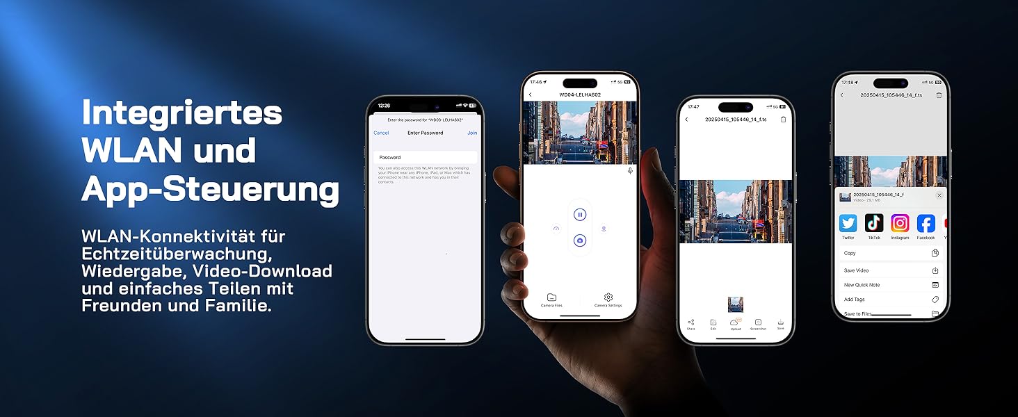 Dashcam WOLFANG Mini 2.5K 1440P WiFi з SD 32GB: Нічне Бачення, Широкий Кут 170°, WDR, Паркувальний Режим, G-Sensor, Циклічна Запис