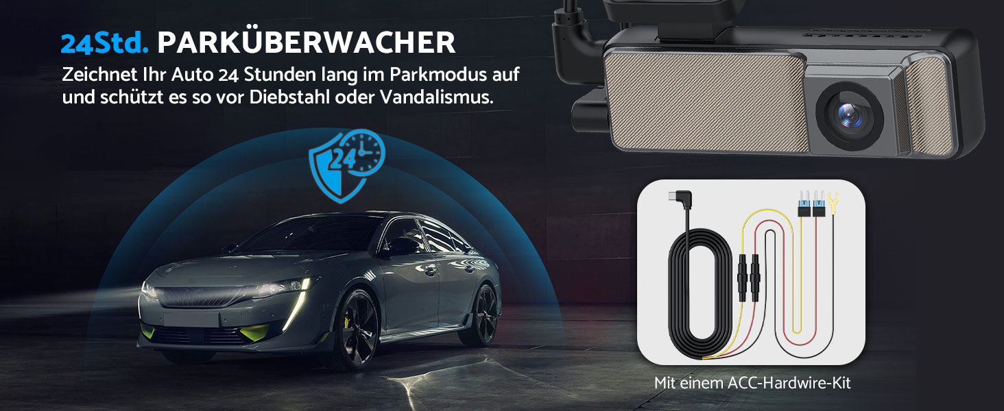 eSynic Mini Dashcam: Автомобільний відеореєстратор з Wi-Fi, 1080P Full HD, 160° Кут огляду, Нічне бачення, G-сенсор, Паркувальний режим, Керування через додаток, 32GB SD-карта в комплекті (Дві камери - передня та задня)