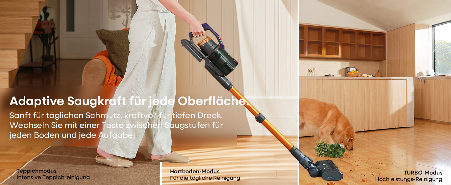 Бездротовий акумуляторний пилосос KIPMAX 50000Pa, 550W, 70 хвилин, 1.5L, з дисплеєм, антизаплутана щітка, 7-шаровий фільтр, 2 арома-пластини, для килимів, шерсті тварин, твердих поверхонь, золотий