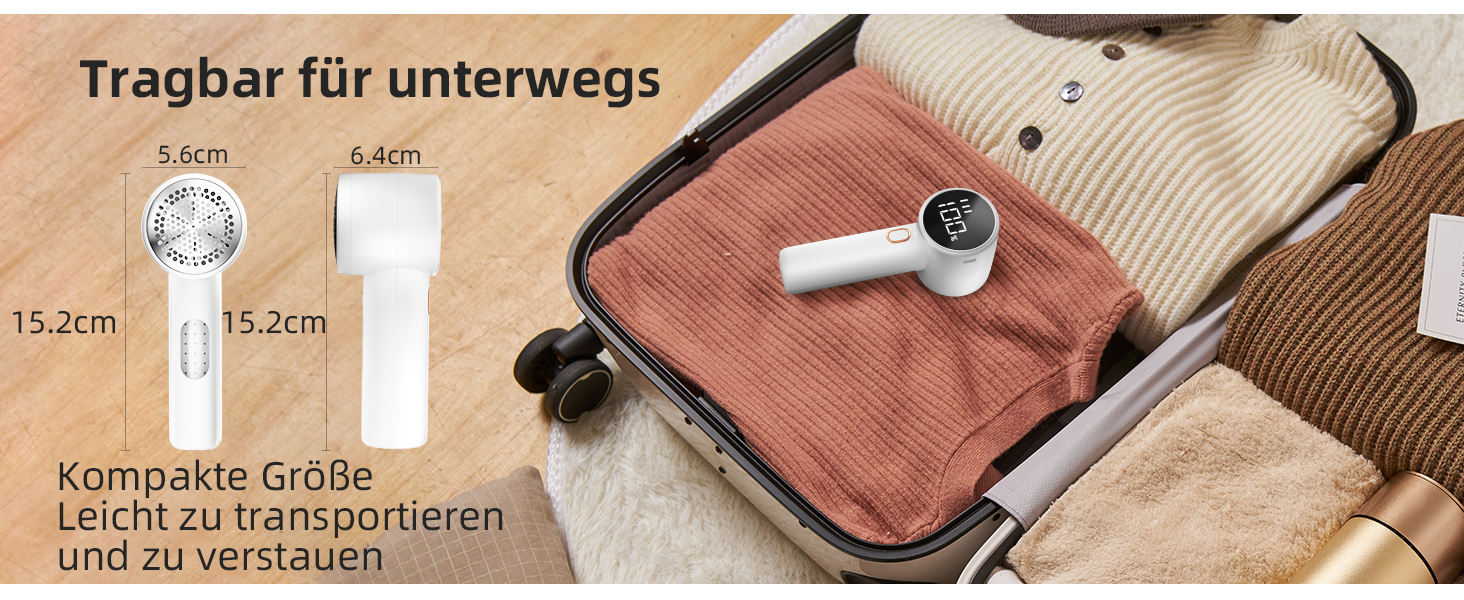 Електричний видалення ворсу для одягу з 6 лезами та 3 швидкостями, LED-дисплей, Elfenbein