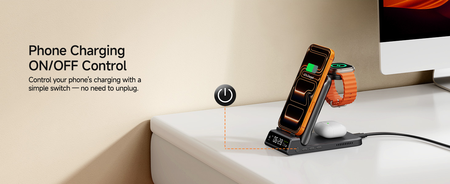 Бездротова зарядка 3-в-1 SwanScout 703A для iPhone 12/13/14/15/16/17, Apple Watch 7/8/9/10/11/Ultra, AirPods Pro 3 – Чорна