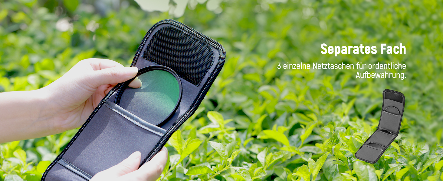 Набір фільтрів для об'єктива камери NEEWER 58mm: UV, CPL, ND8 - захист, поляризація, нейтральний фільтр