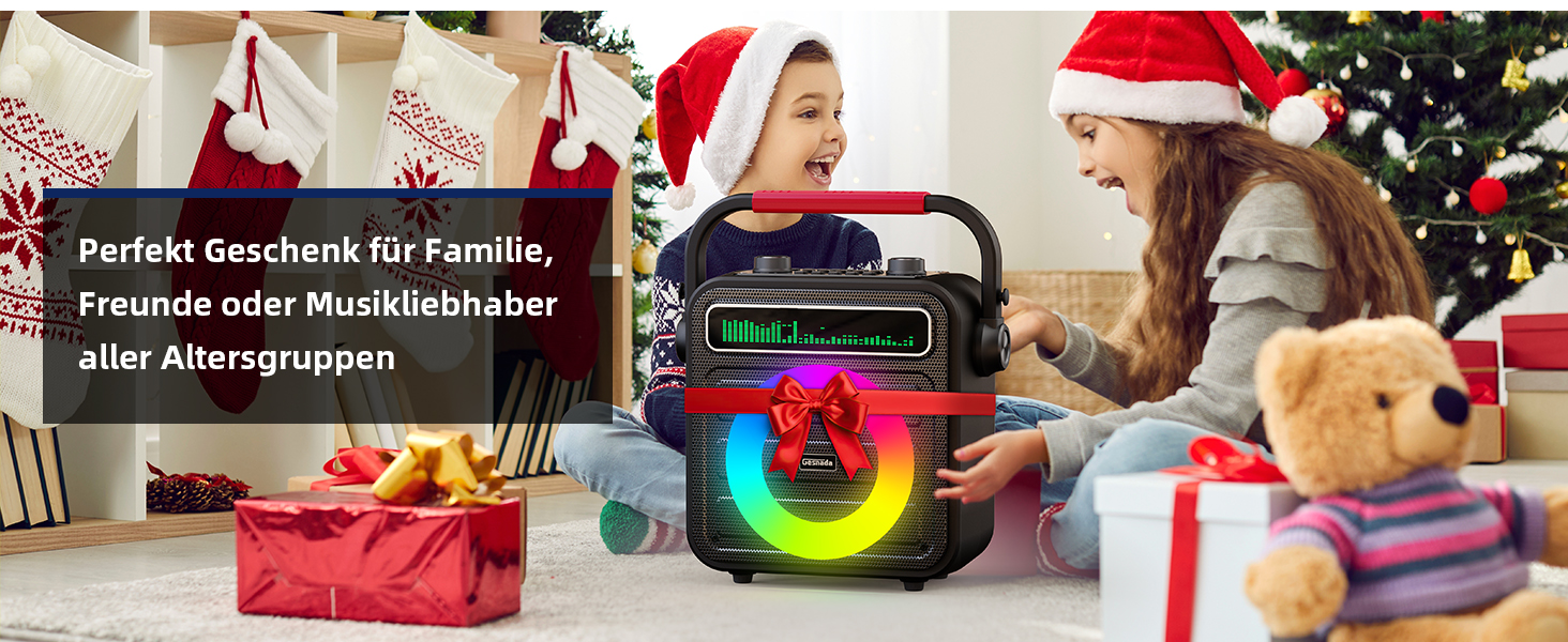 Караоке машина для дорослих та дітей – портативна система з 2 мікрофонами, Bluetooth, TF, USB, AUX, TWS, динамік, чорна