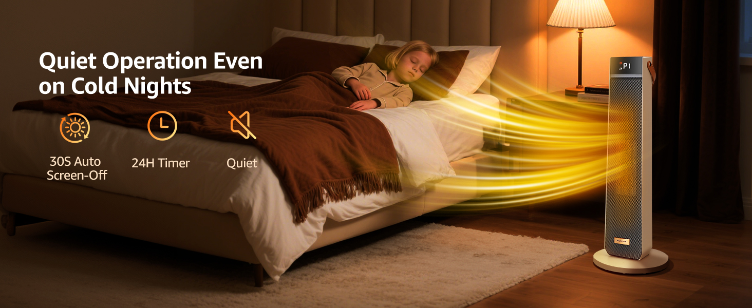 Електричний обігрівач Aigostar 2000W з пультом керування, ECO-режим, PTC кераміка, таймер 24год, тихий, осциляція 75°, 4 режими, захист від перекидання та перегріву, білий