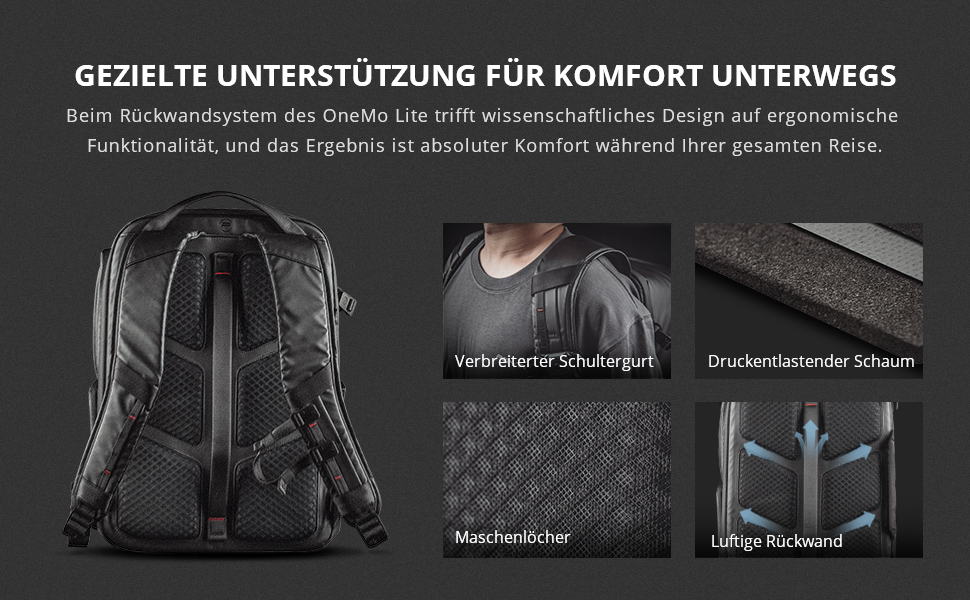 Рюкзак для камери PGYTECH OneMo Lite 22L: професійний фоторюкзак, сумісний з DJI Mini 4 Pro/Avata 2, DSLR/SLR, чорний