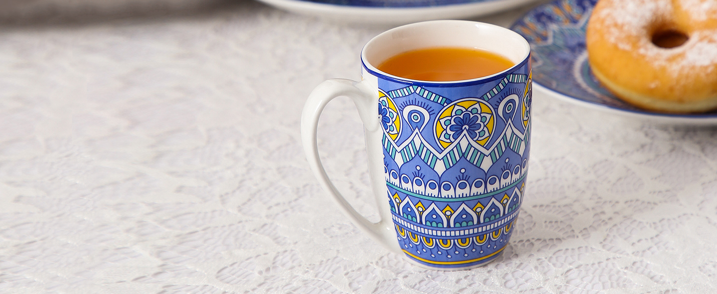 Набір посуду Vancasso MANDALA 16 предметів, кераміка, ручна робота, блакитний, для 4 осіб