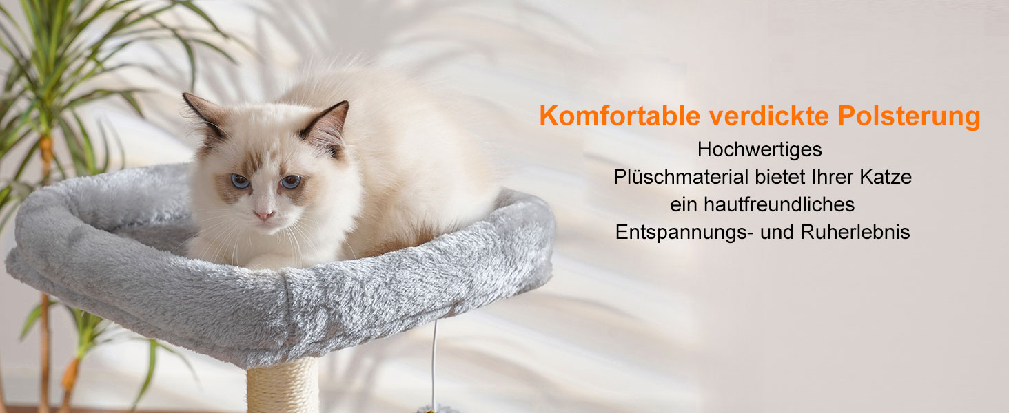 Котячий будиночок Heybly з котячою щіткою, котячий будиночок для домашніх котів з м'якою подушкою, котячий когтетоп з корзиною, когтеточкою та стовпчиком, HCT005SG (світло-сірий)