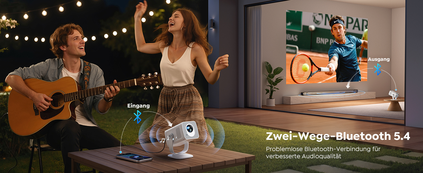 Портативний проєктор Mini Beamer 4K з підтримкою Android 13, WiFi 6, Bluetooth 5.4 та обертанням 270°. Підтримка HDMI, USB, iOS, PC. Ідеальний для домашнього кінотеатру та використання на відкритому повітрі з автокорекцією трапеції.