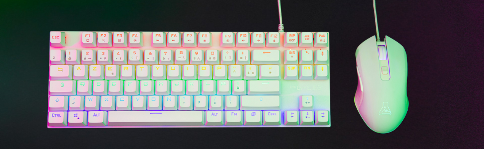 G-Lab Combo Mercury: Механічна ігрова клавіатура та миша, RGB, Switch Red, Azerty, 7200 DPI [Білий]