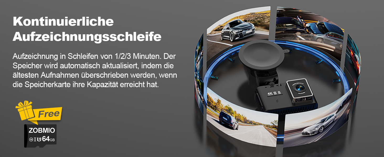 Автомобільний відеореєстратор 4K з GPS та 5GHz WiFi, передня та задня камери, 2.0