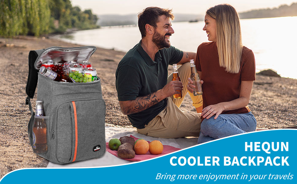 Рюкзак-холодильник HEQUN 23L: Ізольований рюкзак для пікніків, пляжу, подорожей та роботи. Сірий колір.