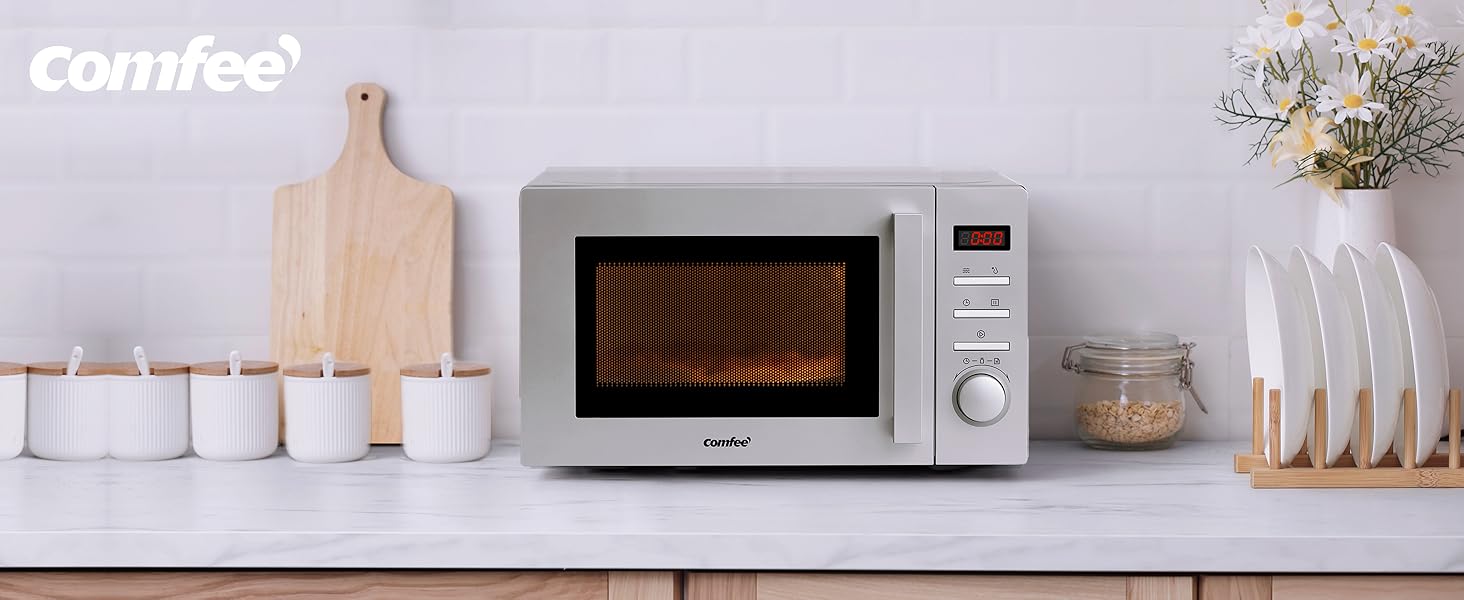 Мікрохвильова піч Comfee CMSN 20di White - 20л, 700W, білий колір, LED-дисплей, 8 меню, таймер, внутрішнє освітлення