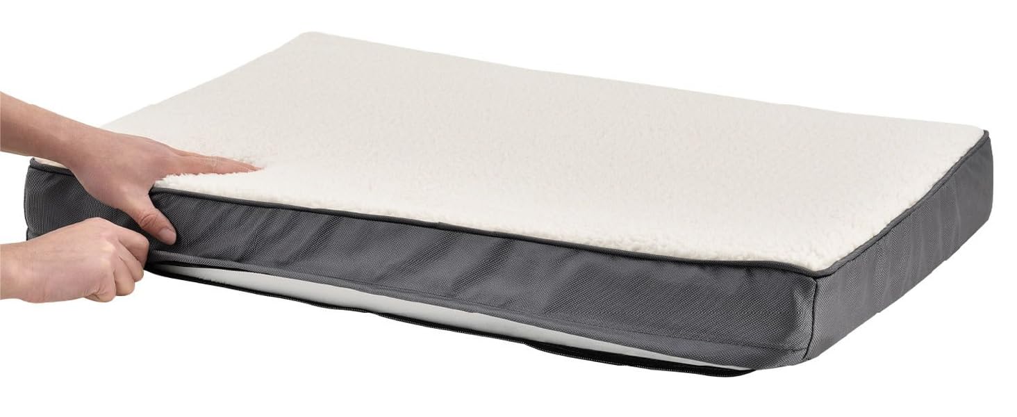 Ортопедичне ліжко для собак Juskys Milow, 76x51 см - м'яке та стабільне, знімний та пральний чохол - подушка для собак, килимок для маленьких собак - сірий (81 x 112 x 8 см, бежевий)