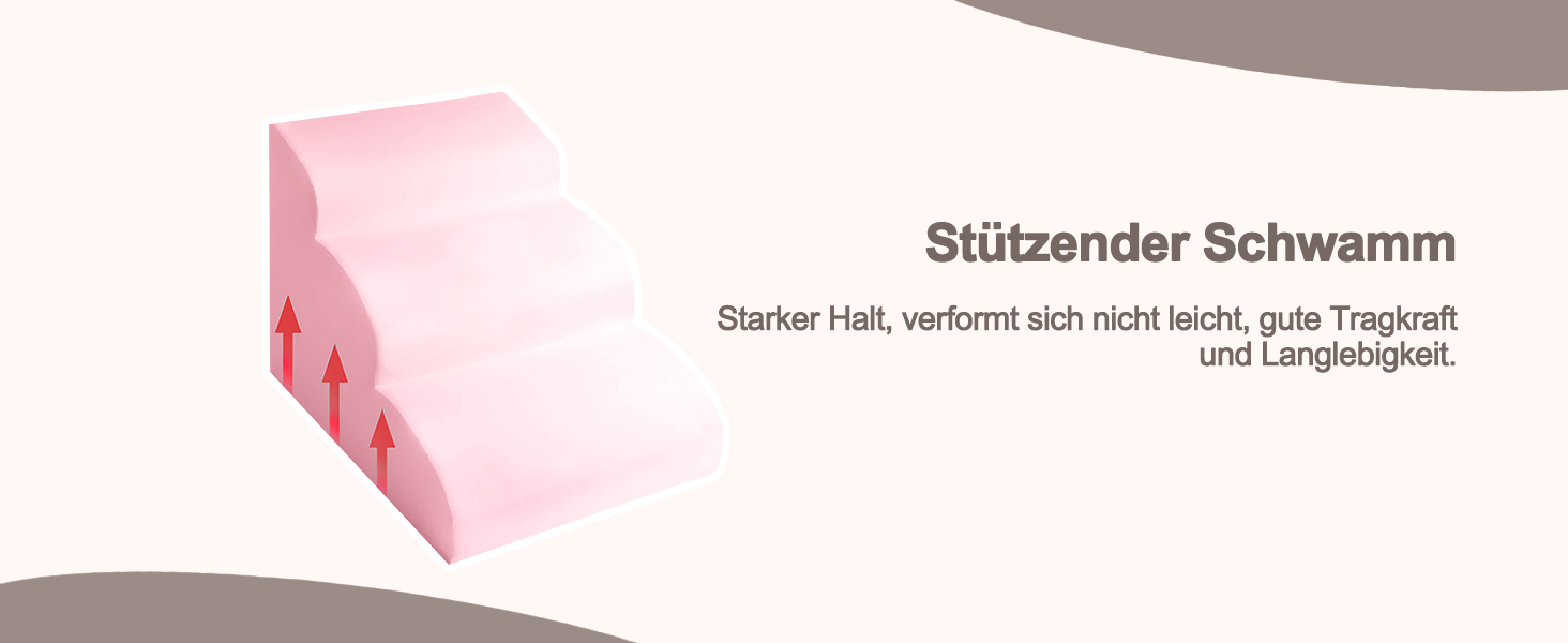 Сходинки для тварин Galatée: 3-ступеневі сходи для собак та котів, знімний чохол на блискавці, з високощільну шару, колір світло-коричневий