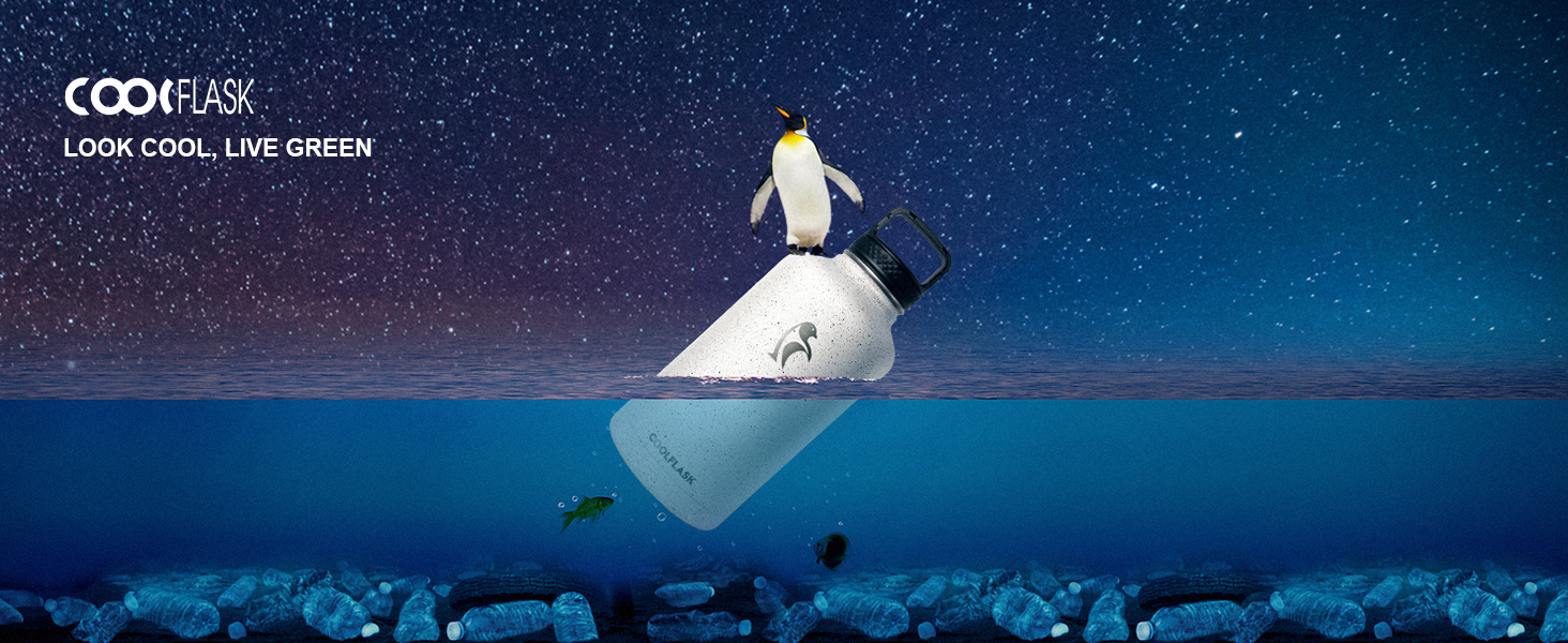 Термофляга Coolflask 2Л зі сталі нержавіюючої з трубою та 3 кришками, вакуумна пляшка для води для спорту та подорожей, Starry Indigo Black