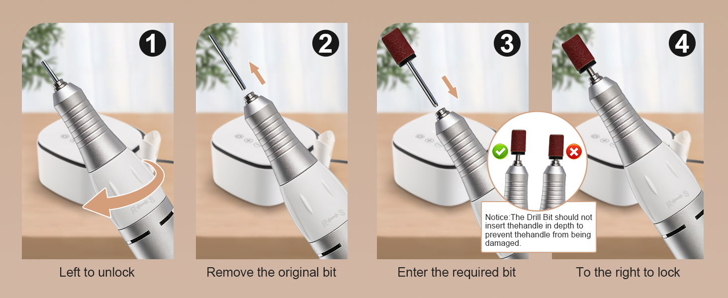 Електричний фрезер для нігтів Nagelfräser 35000 об/хв з LED дисплеєм, 35W, для манікюру та педикюру, білий