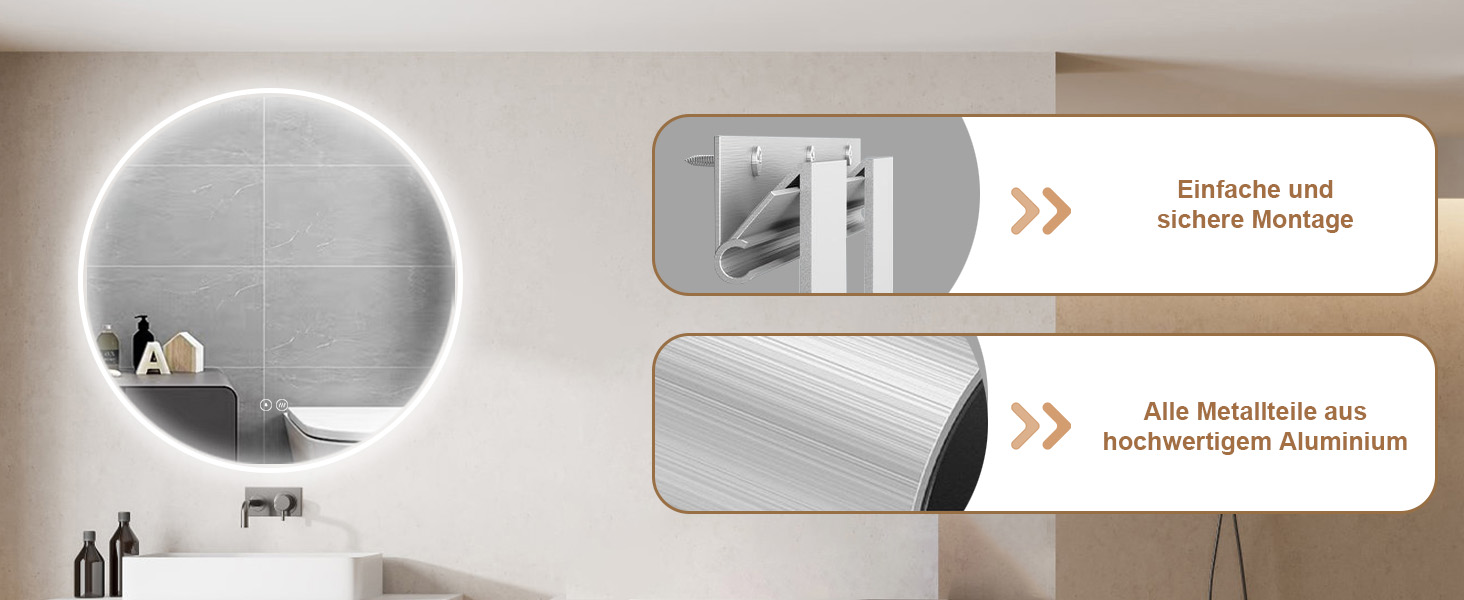 Дзеркало для ванної кімнати HOKO ULM 60см з підсвічуванням LED, антизапотівачем та сенсорним вимикачем. Колір сріблястий. Розміри 60x60 см.