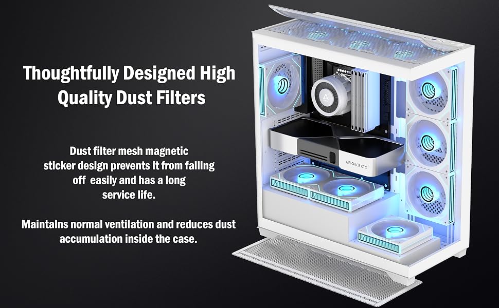 Ігровий корпус для ПК ANSAITE ATX Mid-Tower, 6 ARGB PWM вентиляторів, панорамне загартоване скло, підтримка радіатора 360мм, USB Type-C, Чорний