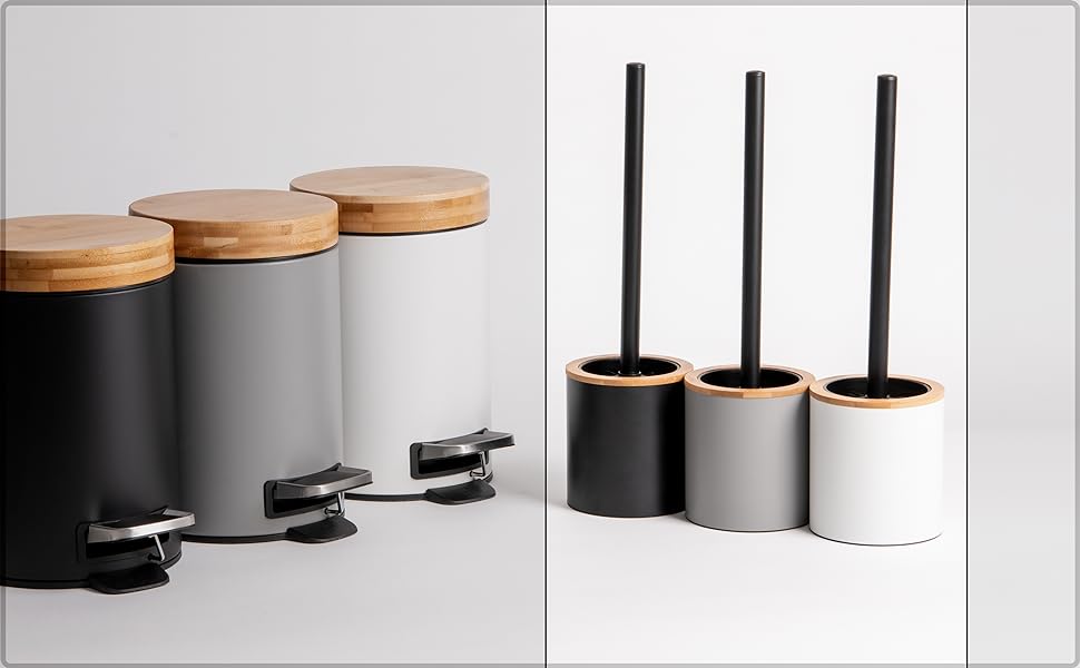 Торгова щітка для унітазу з тримачем з дерева | Силіконова щітка для унітазу з нержавіючої сталі | Тримач для щітки з натурального бамбука | Настільна щітка для ванної кімнати | Чорний колір