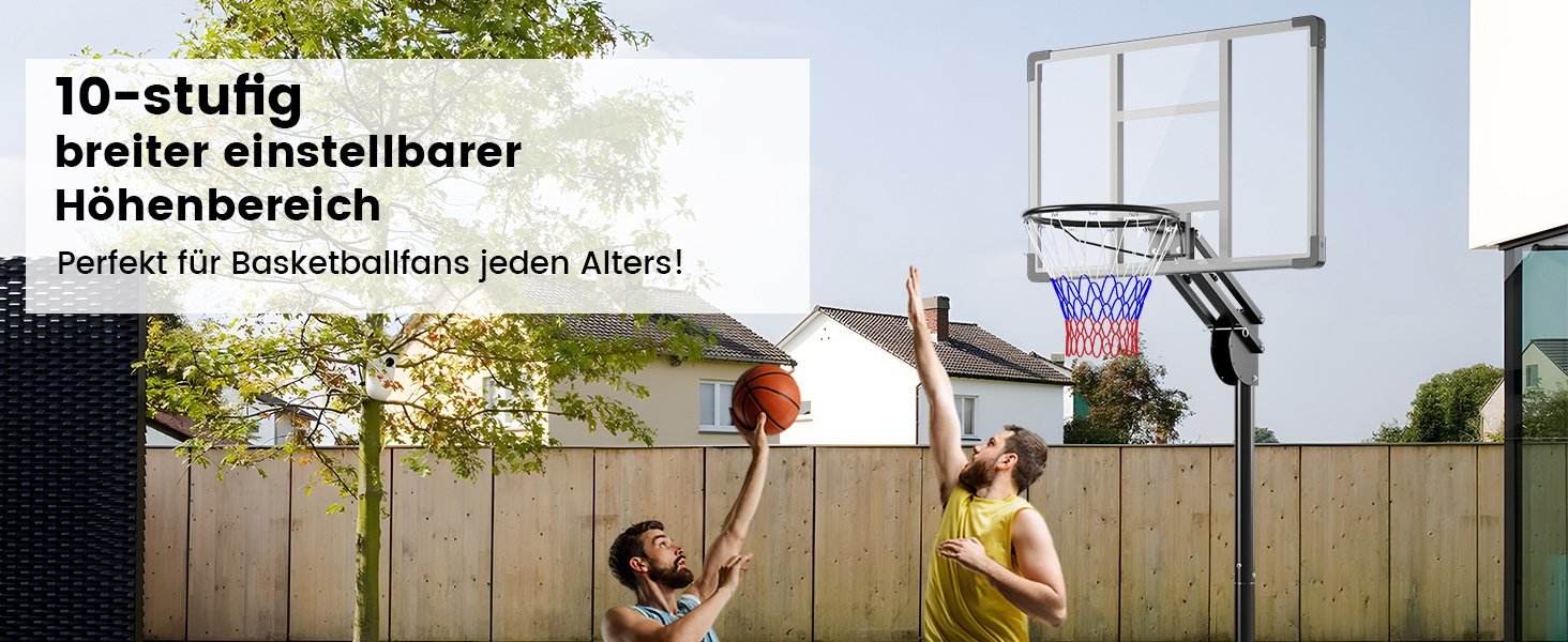 COSTWAY Adjustable Height Basketball Hoop System - Outdoor Mobile Basketball Stand with Wheels & Weight Bag (149-305cm)