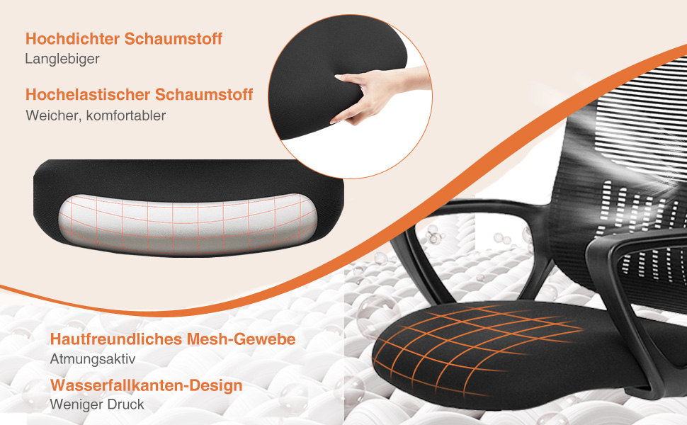 Ергономічне крісло Sweetcrispy для офісу та дому: регульована висота, підтримка попереку, з підлокітниками (чорний)