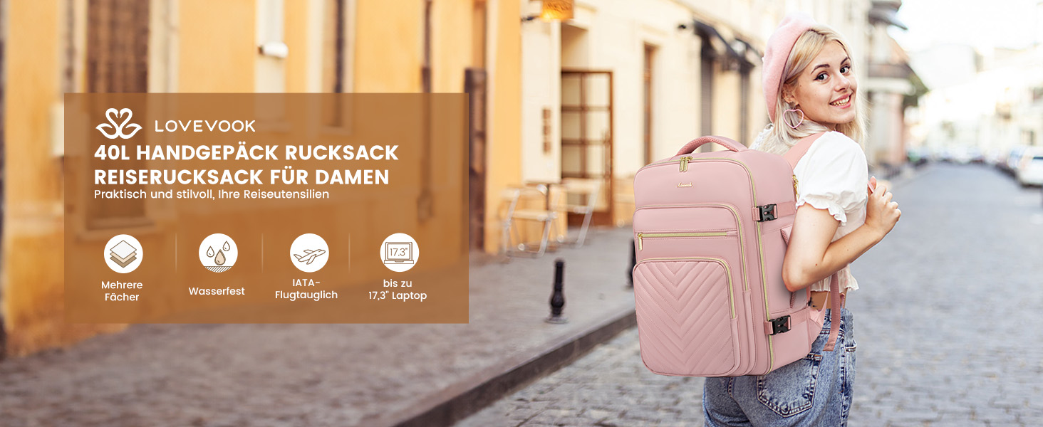 Рюкзак LOVEVOOK 40L для ручної поклажі в літак, водонепроникний, з відділенням для ноутбука 17 дюймів, для подорожей, роботи, хайкінгу, оливково-бежевий