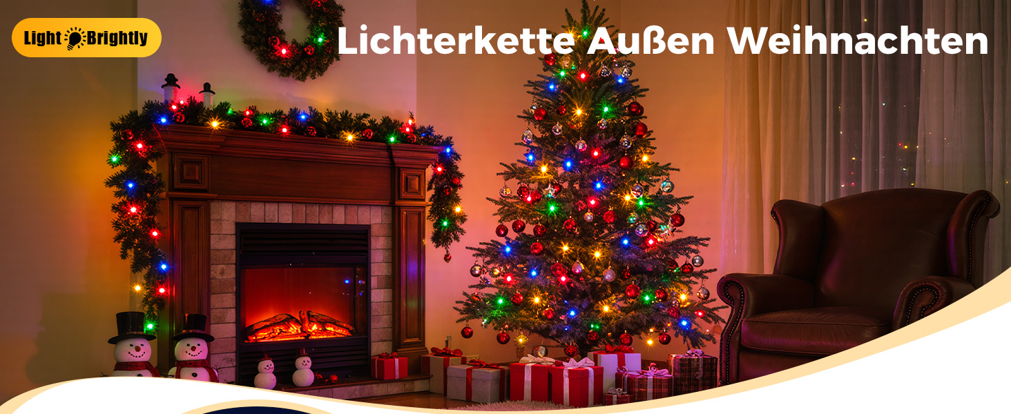 LED гірлянда для прикраси ялинки на вулиці та в приміщенні, 5 метрів, 150 LED, тепле біле світло, таймер, пульт, 8 режимів, для балкона, саду, вечірки