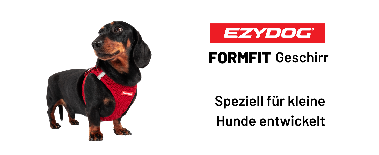 Шлейка для собак EzyDog FORMFIT для маленьких собак – дихаюча сітка 3D Air Mesh, легка, регульована, з відбиваючими елементами та міцним D-подібним кільцем (XS, Червона)