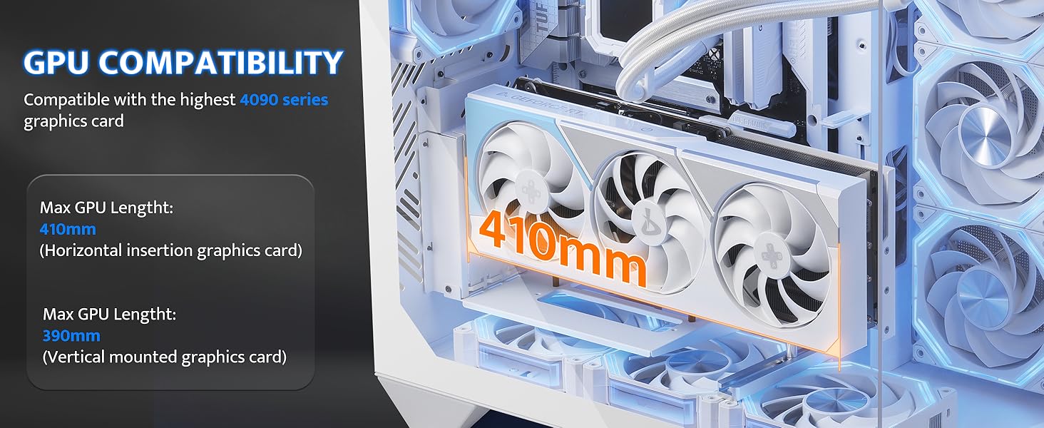 darkFlash DY470: Корпус для ігрового ПК Full-Tower ATX з 4 PWM-ARGB вентиляторами, сумісний з RTX 40, білий