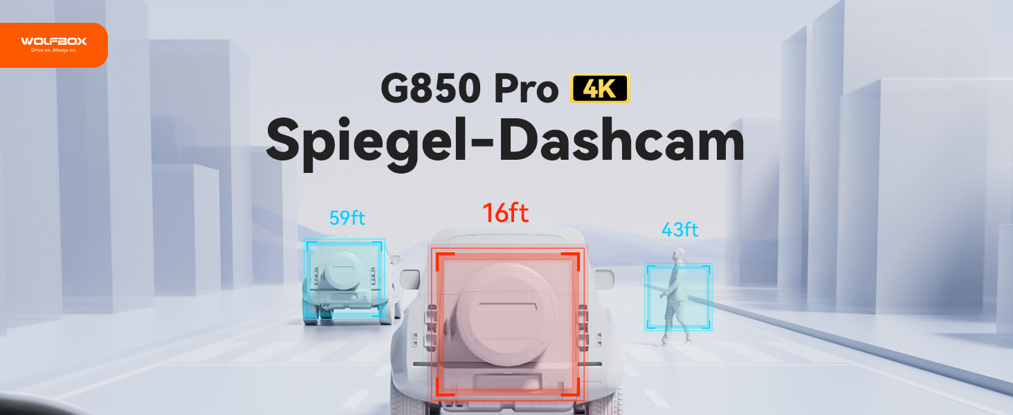 WOLFBOX G850 PRO: Дзеркало-відеореєстратор 4K з ADAS, BSD, WiFi, GPS, G-сенсором та камерою заднього виду