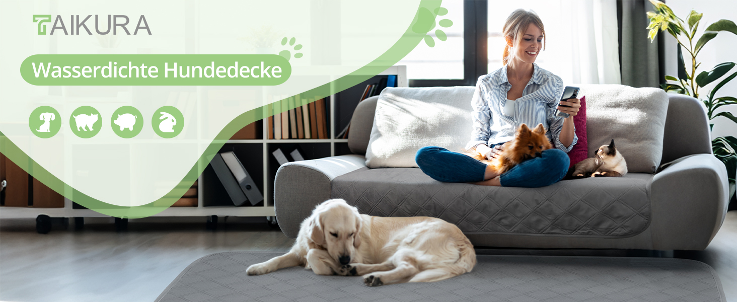 Водонепроникний килимок для собак TAIKURA, антиковзаючий килимок для тварин, міцний килимок для котів, багаторазовий. Захист для дивану, ліжка, автокрісла. Можна прати в пральній машині (темно-сірий, 76 x 190 см)