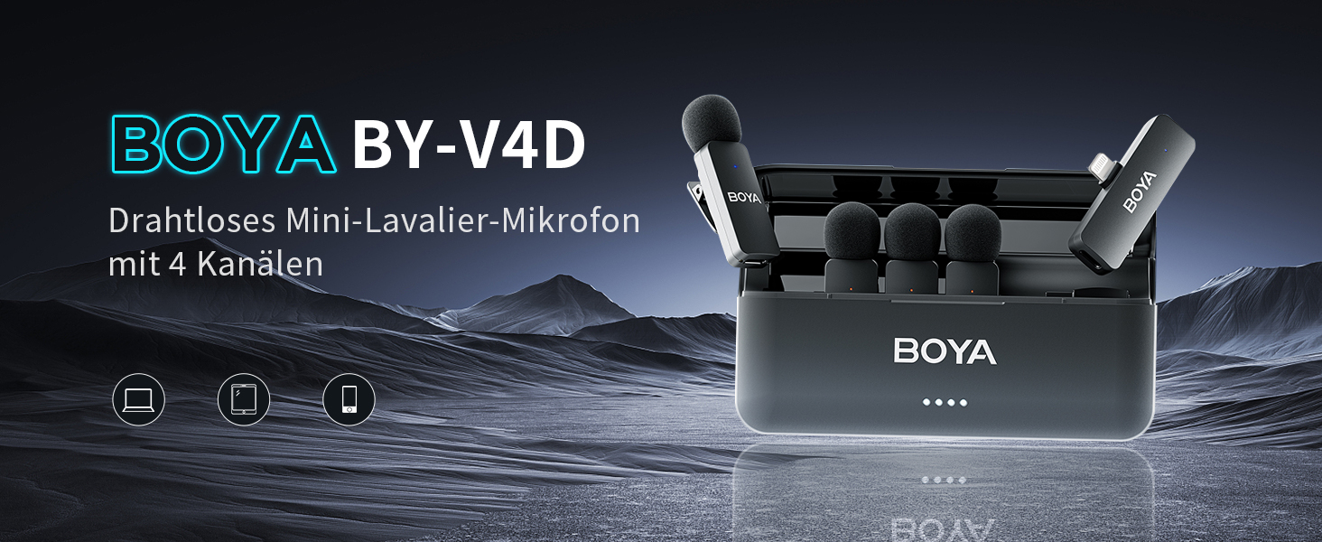 Мікрофон петличний Boya BY-V4D бездротовий для iPhone 15, Android, смартфонів, відеозйомки, подкастів, YouTube