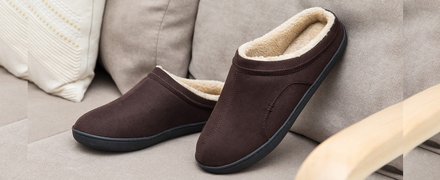 Чоловічі домашні тапочки з меморі-піною, теплі зимові тапочки, з підкладкою, сліпони з неслизькою гумовою підошвою, для дому та вулиці, 49/50 EU, Коричневі