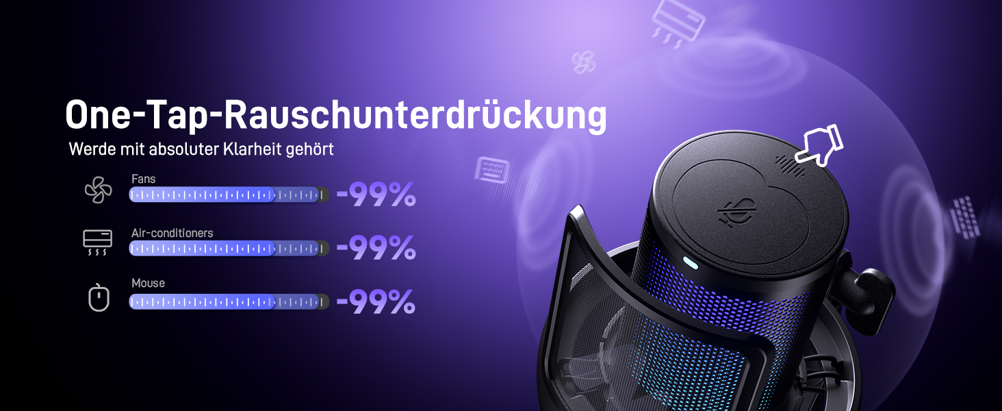 Мікрофон MAONO DM40 Pro бездротовий для ПК з RGB-підсвіткою та ШІ-зміною голосу, шумозаглушення, для геймінгу, подкастингу, стрімінгу, чорний