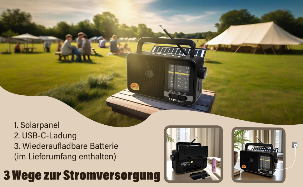 Радіо Bluetooth Klein з сонячною панеллю та акумулятором 1200mAh, AM/FM/SW приймач з 8W динаміком/TWS/USB/TF, радіо-кофеварка для кемпінгу, надзвичайних ситуацій та відпочинку на природі (Сірий/Чорний)