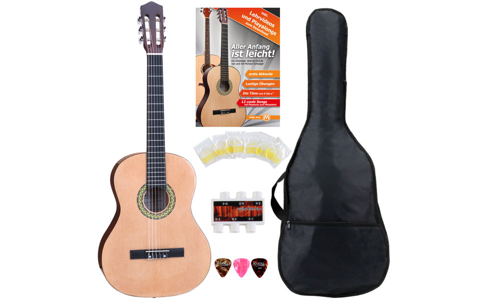 Класична гітара Cantabile AS-861 1/2 Starter Set (для дітей 5-9 років), з чохлом, струнами, нотами, медіатором, тюнером, натуральний колір