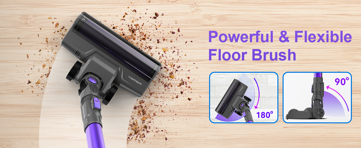 Бездротовий акумуляторний пилосос 25000Pa з антизаплутувальною насадкою та самостійним паркуванням. Підходить для килимів, твердих підлог та видалення шерсті тварин. (Фіолетовий)